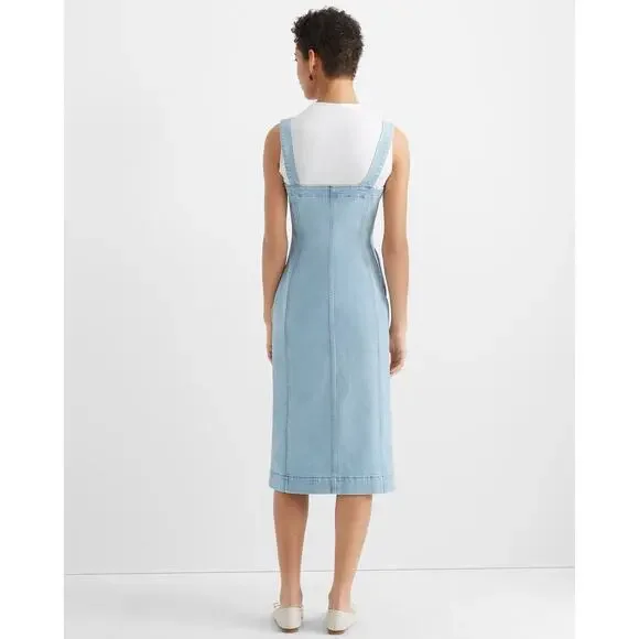 Club Monaco Denim Button Front Midi Dress Indigo Blue Size 10 NWT $249 Retail - Picture 3 of 11